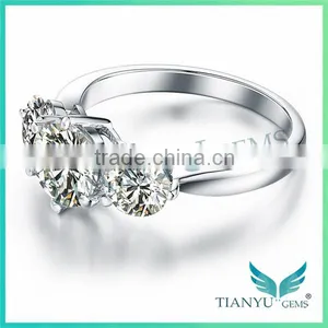 925 Sterling Sliver Wedding Rings 10 Hearts & Arrows VVS1 E-F 1Carat Moissanite Rings thumbnail-1
