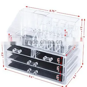 Wholesale Four Drawers Acrylic Makeup Organizer With Handle/Cosmetic Acrylic Storage Organizer thumbnail-2