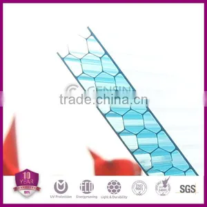 Lake-blue Colored Glass Sheets Polycarbonate Honeycomb Hollow Roofing thumbnail-1