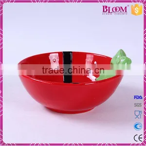 Hand-painted Red Ceramic Christmas Round Candy Bowl thumbnail-2