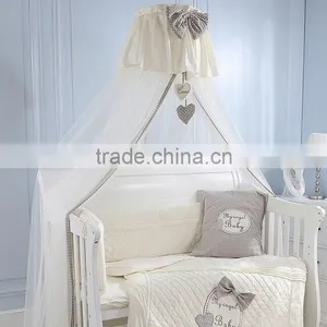Elegant Beige and Grey Soft Mosquito Net With Bow Bed Crown for Baby Crib BF11-08023b thumbnail-2