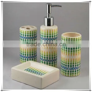 4pcs Round Full Printing Bathroom Set Ceramic thumbnail-1