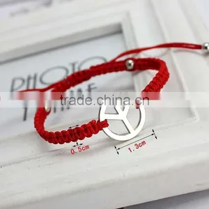 Silver Peace Sign Charm Bracelet Hand Braied Macrame Bracelet Friendship Bracelet thumbnail-2