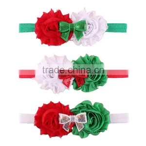 Christmas Shabby Flower Baby Toddler Infant Flower Headband Hair Bow Band Accessories thumbnail-1