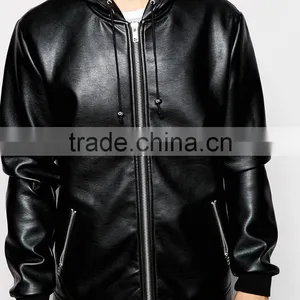 Hood Style Leather Jacket thumbnail-3