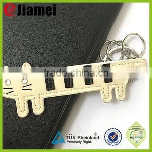Top Grade Cheap Custom Made Cat Shape pu Leather Keychain thumbnail-1