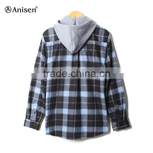 Chinese Supplier Custom Design Men Fleece Plaids Jacket With Hood thumbnail-2