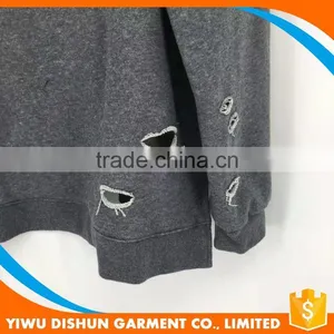 Men Latest Designs Cotton French Terry Blank Hoodies With Many Holes thumbnail-6