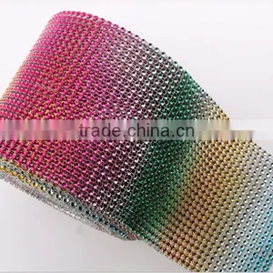 Crystal AB Plastic Rhinestone Mesh Sheet, Plastic Rhinstone Banding, Rhinestone Mesh Trimming,rhinestone Mesh Roll thumbnail-1