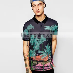 Latest Design Polo Shirt Design With Flamingo Print PS0115A thumbnail-1