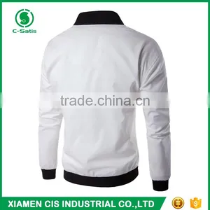 High Quality European Style 100% Polyester Windproof Zippered Plain Bomber Jacket for Men thumbnail-5