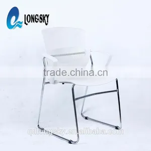 LS-4025F Fashion Design Stackable Metal Frame Plastic Chair With Arms Metal Stacking Conference Chair thumbnail-2