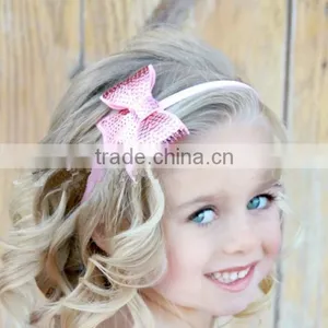 Wholesale Trade Kids Headwear Apparel Accessories Computer Embroidery Flash Bead Piece Big Bowknot 10 Colour Hair Accessories thumbnail-3