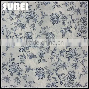 12MM Wholesale Wide Silk Cotton Fabric,printed Small Blue Flower Mulberry Silk Cotton Blend Fabrics thumbnail-1