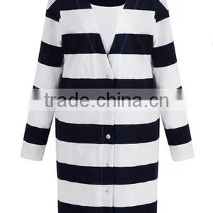 Women's Machine Knitted Patterns Aztec Long Tunic Cotton Cardigan Sweater for Wholesale thumbnail-4