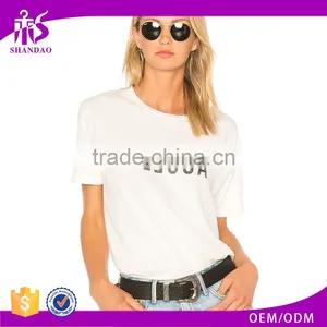 Guangzhou Best-Selling New Design Summer Casual 160g 100% Cotton Short Sleeve O-Neck Women's Custom T Shirt Printing thumbnail-1