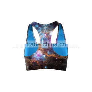 Galaxy Lava Compression Sports Fitness Bra With Sky Blue Internal Structure Made With Soft Supplex for Feel Free Push up thumbnail-2