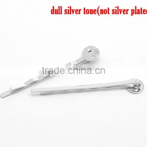 Silver Tone Wave Bobby Pin Findings Flat Pad(8mm) Barrette Clip 5x0.8cm(2"x3/8"),8seasons thumbnail-1