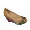 Comfortable PU Material Ladies Beige Peep Toe Wedge Sandals With 10.5cm Heels thumbnail-1