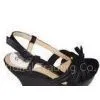Custom / OEM Top Quality New Designs Comfortable 12cm Heels Black PU Ladies Wedge Sandals thumbnail-1
