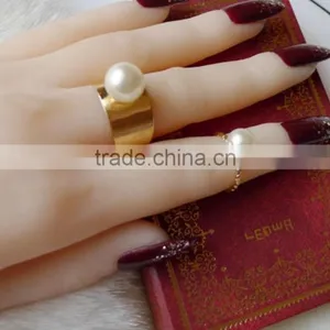 2Pcs/Set Gold Silver Pearl Stack Plain Band Midi Tip Finger Above The Knuckle Open Ring thumbnail-4