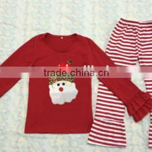 Girs Christmas Clothes Sets Wholesale 2016 Giggle Moon Remake Outfits Children Santa Claus Clothing Stripe Pant thumbnail-1