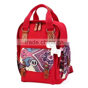 Boho Printed Mother Shoulder Red Color Diaper Bag thumbnail-2