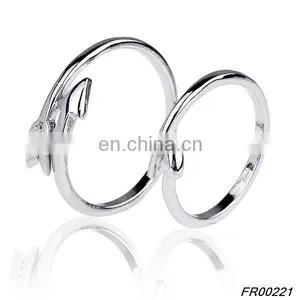 Fashion Customed Silver Plated Arrow Ring Set For Boy Friend and Girl Friend thumbnail-1