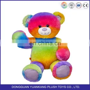 Custom Fashion Stuffed Colorful Plush Rainbow Teddy Bear Toy With Big Head thumbnail-2