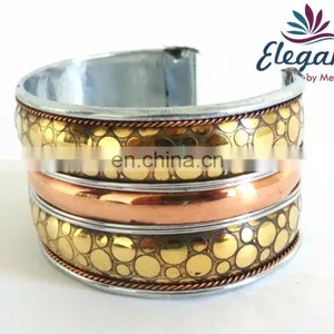 Wholesale Indian Fashion Cuff Bracelets Metal Bangles -brass Bracelets-Wholesale Indian Costume Cuff Bracelets thumbnail-1