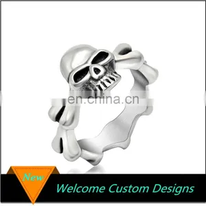 Factory Wholesale Punk Style Antique Silver Skull Rings for Men thumbnail-1