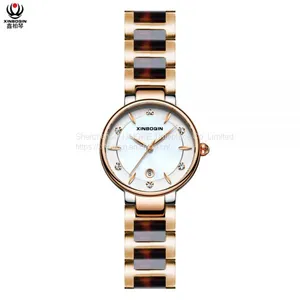 XINBOQIN Dropshipping Custom Wholesale Fashion Lady Simple Design Quartz Brand Name Water Resistant Acetate Watch thumbnail-1