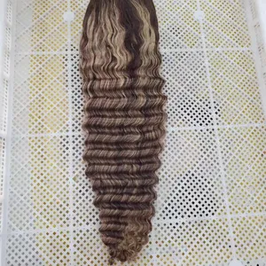 KHH Blonde Highlighted Wig Human Hair, Highlight Body Deep Wave Curly Wig,HD Honey Blonde Highlight Lace Front Wig For Black Women thumbnail-2