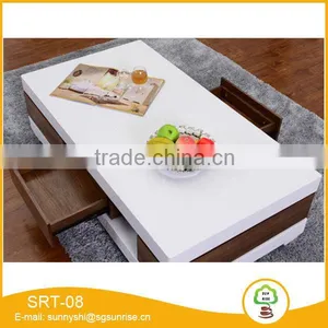 Modern Style High Glossy Wood Grain Lacquer TV Stand Coffee Table Set thumbnail-1