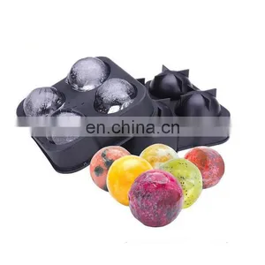 Food Grade Custom 4 Cavity Ice Ball Tray Silicone Ice Ball Mold thumbnail-1