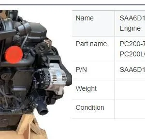 SAA6D102E-2 PC200LC-7 Engine PC200-7 Fuel Engine thumbnail-2