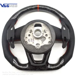 For Audi A4 B9 S4 RS4 Carbon Fiber Steering Wheel Red Line With Paddle Assembly Accessories thumbnail-4