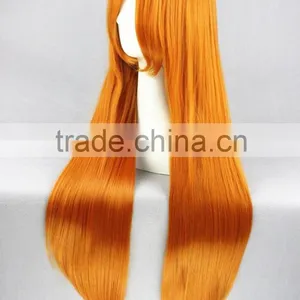 High Quality 80cm Long Straight Orange Wigs EVA Soryu Asuka Langley Cosplay Hair Wigs Synthetic Anime Wig Party Wig thumbnail-4