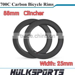 Glossy/matt Carbon Road Bike Rim 88mm 700c Full Carbon Road Bicycle Clincher Rims Toray T700 Carbon Rims for Road Bicycle thumbnail-1