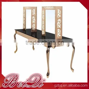 Beiqi 2016 Luxurious Stainless Steel Engraving Salon Unit Mirror Station Used Beauty Salon Furniture for Sale in Guangzhou thumbnail-1