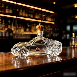 China Huaqi Glass Sports Car Shaped Whiskey Decanter With Crown Lid, Novelty Glass Liquor Bottle for Bar Gift thumbnail-1