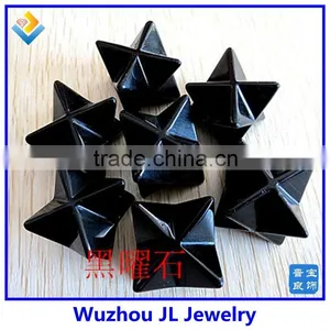 WholesaleJewelry Natural Obsidian Healing Crystal Merkabas Chakra Pendulum Unisex Pendant thumbnail-1