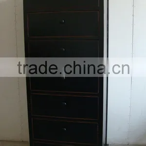 Antique Chinese Style Wood Black Cabinet With Drawer thumbnail-1