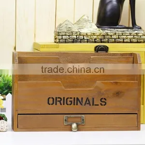 Wooden Organizer Box, Carrying Case Document Holder, Wood Compartment Storage Box, Paper Document Holder for Office thumbnail-2