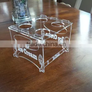 Customized DIY Assembled Clear Desktop 4 Holes Acrylic Ice Cream Cone Display Stand Holder/rack thumbnail-1