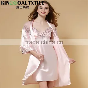 19mm High Grade Woman's Long Classic 100% Silk Jacquard Pajama Quality Choice thumbnail-1