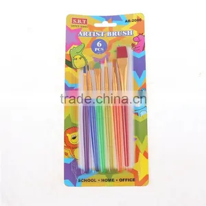 In Stock 6Pcs Nylon Hair Plastic Handle Artist Paint Brush Quality Choice thumbnail-6