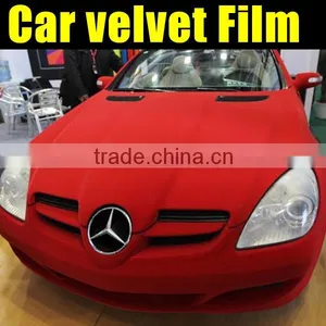 Velvet Car Wrap 1.35*15m Red Color thumbnail-1