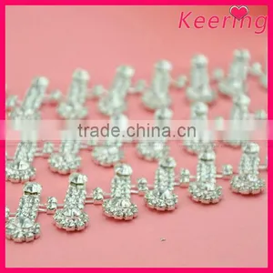 Wholesale Latest Design Hairpin Shape Joint Dress Decoration Roll Rhinestone Cup Chain WRC-228 thumbnail-1