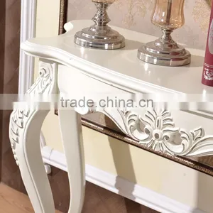 White Exquisite Washed Silver Leaf Solid Wood Hallway Console Table thumbnail-3